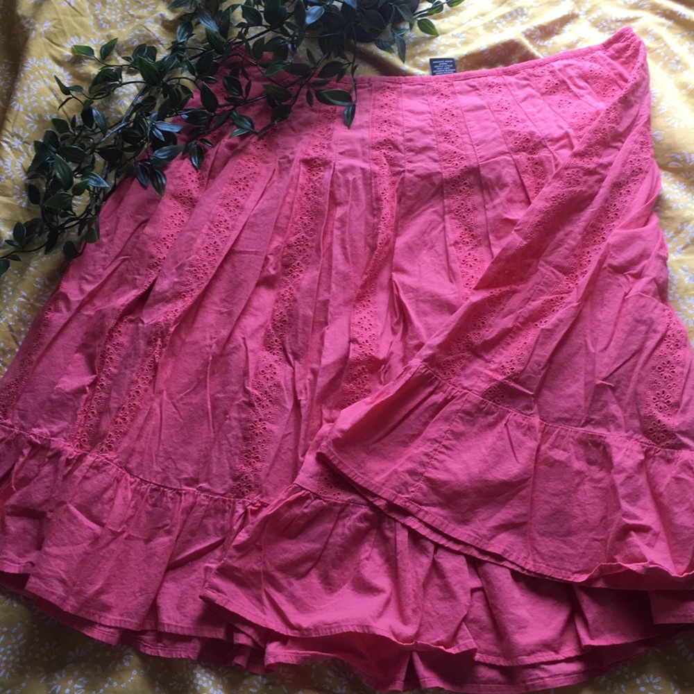 Pink eyelet skirt